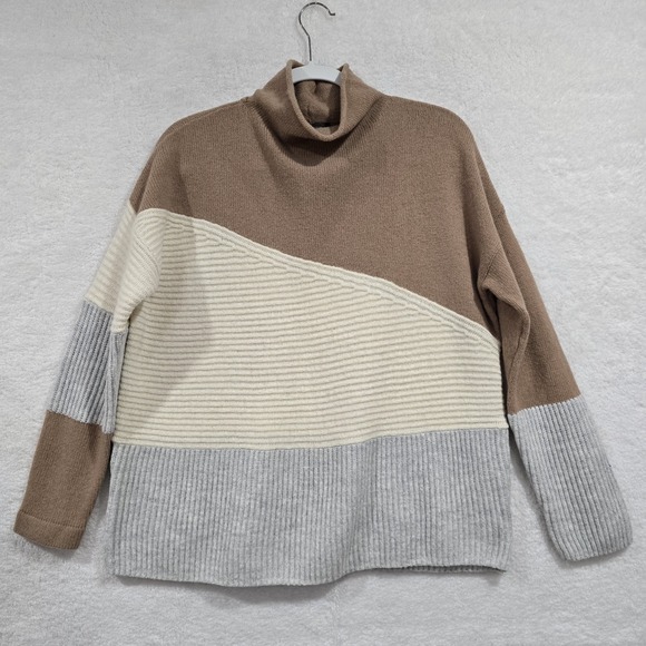 French Connection Sweaters - French Connection Patchwork Wool Blend Mock Neck Sweater Pullover Size Small NWT